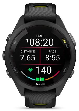 Garmin  Forerunner 265s GPS Running Smartwatch 42mm - Black-Fiber-Reinforced Polymer-Silicone-Black - Black - Fiber-Reinforced Polymer - Black - Silicone - Silicone - Excellent
