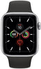 Apple  Watch Series 5 - 32GB - Silver-Aluminum-Sport Band-Black - GPS - 44mm - Silver - Aluminum - Black - Sport Band - Rubber - Good