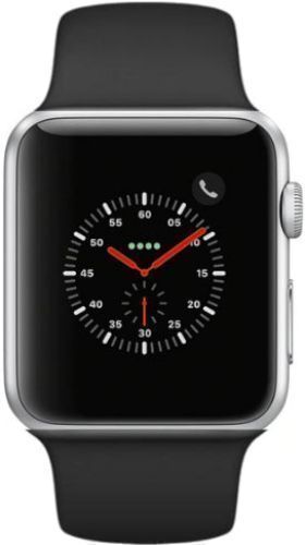 Apple  Watch Series 3 - 8GB - Silver-Aluminum-Sport Band-Black - GPS - 38mm - Silver - Aluminum - Black - Sport Band - Rubber - Good