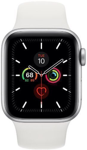 Apple  Watch Series 5 - 32GB - GPS - 44mm - Silver - Aluminum - White - Sport Band - Rubber - Good