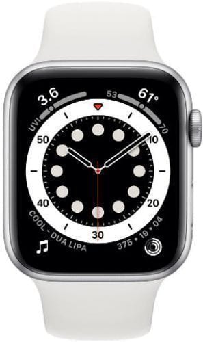 Apple  Watch Series 6 - 32GB - Silver-Aluminum-Sport Band-White - GPS - 40mm - Silver - Aluminum - White - Sport Band - Rubber - Good