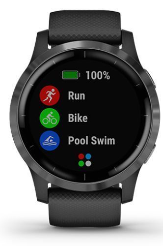 Garmin  Vivoactive 4 Smartwatch - 45mm - Slate - Fiber-reinforced Polymer - Black - Silicone Strap - Silicone - Premium