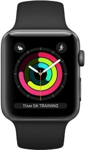Apple  Watch Series 3 - 8GB - Space Grey-Aluminum-Sport Band-Black - GPS - 42mm - Space Grey - Aluminum - Black - Sport Band - Rubber - Good