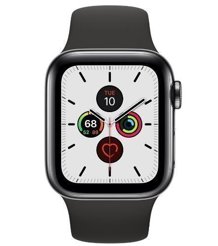 Apple  Watch Series 5 - 32GB - Space Grey-Aluminum-Sport Band-Black - GPS - 44mm - Space Grey - Aluminum - Black - Sport Band - Rubber - Acceptable