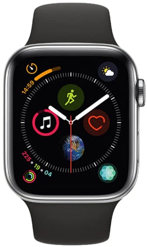 Apple Watch Series 4 Aluminum 44mm (GPS + Cellular) Black Sport Band - 16GB - Silver - Acceptable